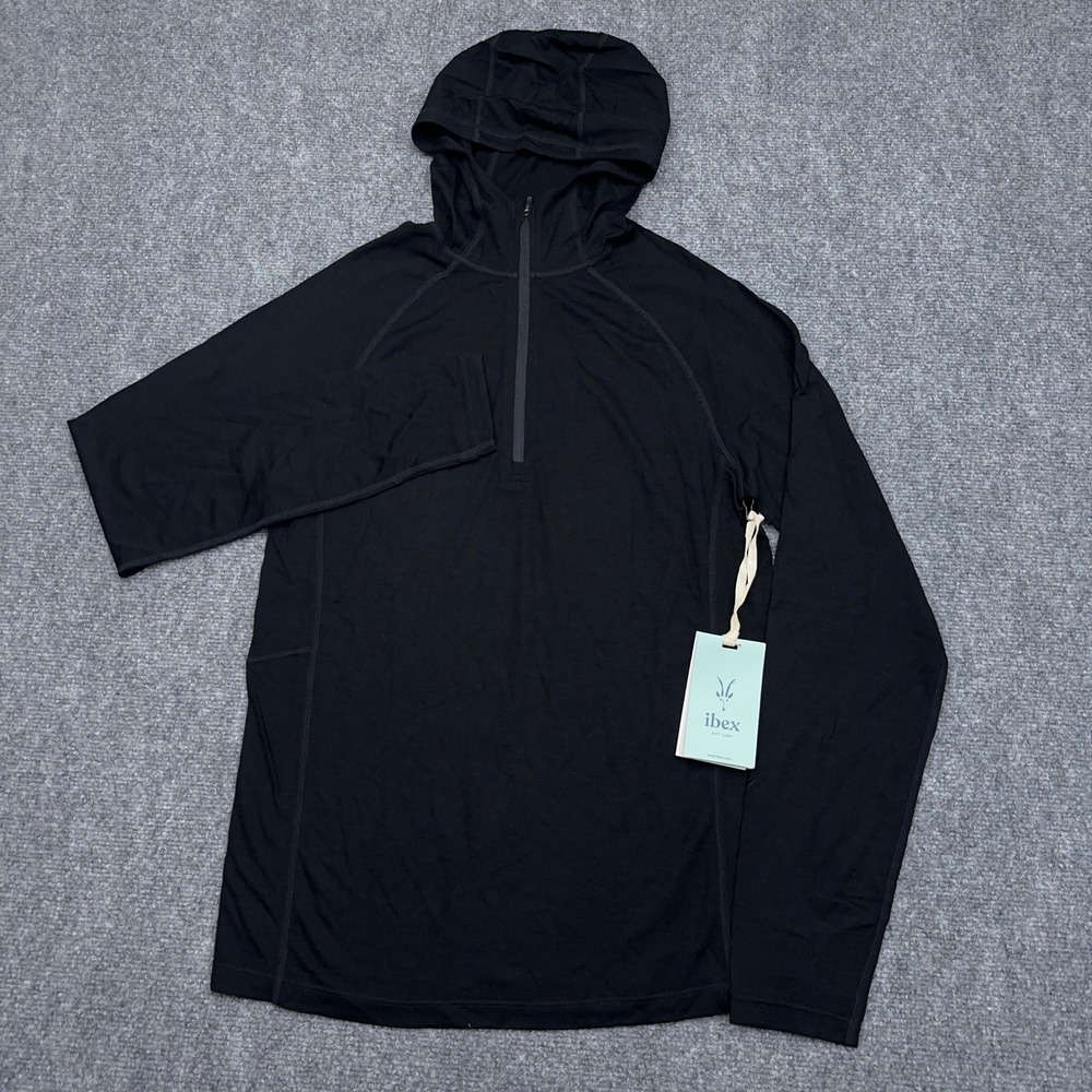 NEW Ibex Indie Hoodie Women's Small Black 100% Merino Wool Next-To-Skin Natural